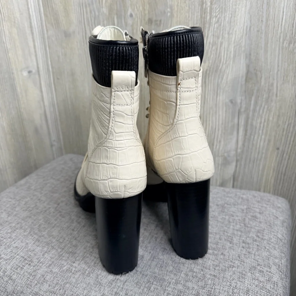 Vince Camuto Cream Lace-Up Platform Heeled Boots - Picture 4 of 8